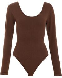 Quiz - Seamless Long Sleeve Bodysuit Nylon - Lyst