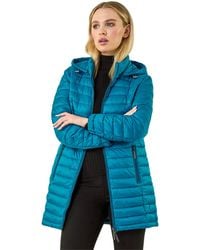 Roman - Petite Metallic Finish Quilted Puffer Coat - Lyst