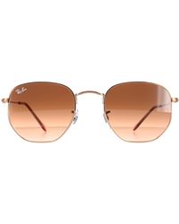 Ray-Ban - Square Polished Bronze Copper Gradient Hexagonal Rb3548N Metal (Archived) - Lyst