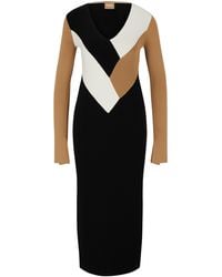 BOSS - Florency Ribbed Long Sleeve Midi Dress - Lyst
