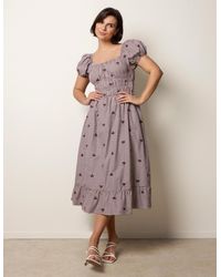 Blue Vanilla - Gingham Milkmaid Midi Dress - Lyst