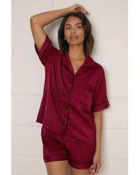 Oasis - Plain Satin Short Sleeve Nightwear Set - Lyst