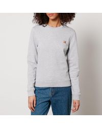 Maison Kitsuné - Dames Maison Kitsune Fox Head Patch Regular Sweatshirt In Lichtgrijs - Lyst