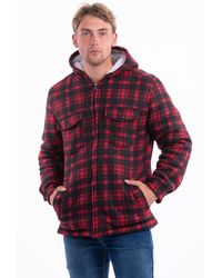 Port Nova - Hooded Fleece Lined Check Shirt Jacket Zip - Lyst