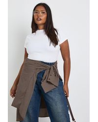 Boohoo - Plus Basic Rib Short Sleeve Fitted Top - Lyst