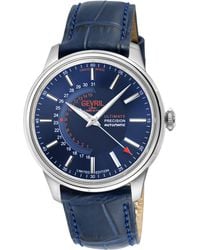 Gevril - Guggenheim Automatic 316L Stainless Steel Dial, Genuine Italian Handmade Leather With Stitching Strap - Lyst