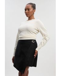 Karen Millen - Plus Size Figure Form Bandage Asymmetric Mini Skirt - Lyst
