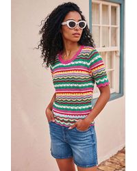 Roman - Wave Print Knitted Cotton Top - Lyst