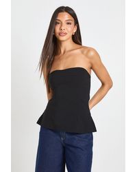 Boohoo - Bengaline Split Hem Bandeau Corset Top - Lyst