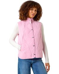 Roman - Diamond Quilted Funnel Neck Gilet - Lyst