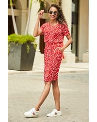 Sosandar - Fleck Print Stretch Waist T-Shirt Dress Denim - Lyst