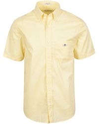 GANT - Reg Poplin Short Sleeve Shirt Vanilla Cotton - Lyst