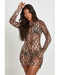 Boohoo - Print Sheer Mesh Beach Mini Dress - Lyst