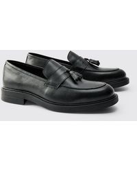BoohooMAN - Real Leather Tassel Loafer Shoes - Lyst