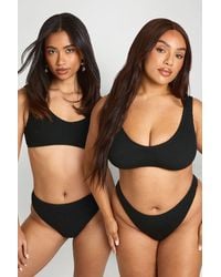 Boohoo - Premium Fits All Crinkle Scoop Bikini Top - Lyst