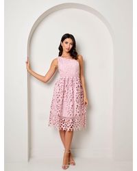 Chi Chi London - One Shoulder Premium Lace Midi Dress - Lyst