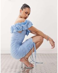 Amy Lynn - 3D Bardot Ruched Mini Dress - Lyst