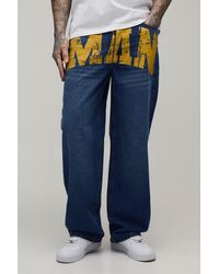 BoohooMAN - Tall Relaxed Rigid Print Denim Jeans - Lyst