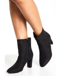Boohoo - Faux Suede Block Heel Seam Detail Ankle Boots - Lyst