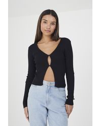 Brave Soul - 'Sasha' Ribbed Knitted V-Neck Cardigan Cotton/Acrylic - Lyst