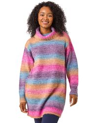 Roman - Petite Spacedye Stripe Roll Neck Jumper - Lyst