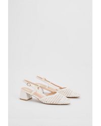 Oasis - Katelynn Faux Leather Woven Slingback Block Heel Court Shoes - Lyst