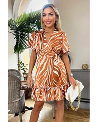 AX Paris - Printed Short Sleeve V Neck Mini Dress - Lyst