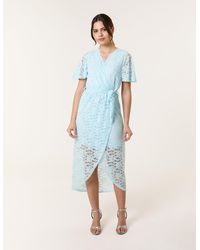 Blue Vanilla - Lace Wrap Over Midi Dress - Lyst