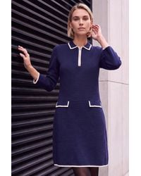 Roman - Contrast Zip Collared Knit Dress - Lyst