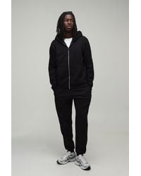 BoohooMAN - Regular Zip Through Hooded And Straight Leg Cuffed Jogger - Lyst