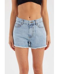 Hiccup - Denim Solid High Waist Shorts - Lyst