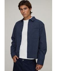 BoohooMAN - Oversized Crop Long Sleeve Stripe Shirt - Lyst