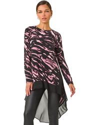 Roman - Abstract Print Chiffon Hem Tunic Top - Lyst