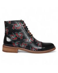 Justin Reess - Floral Skull Print Leather Oxford Ankle Boots - Lyst