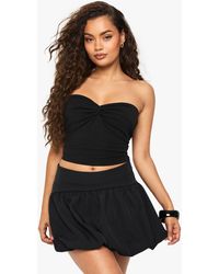 Boohoo - Woven Puffball Detail Mini Skirt - Lyst