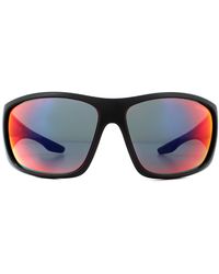 Prada - Wrap Dark Drey Mirror Sunglasses - Lyst