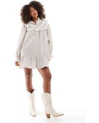 Miss Selfridge - Western Frill Detail Shirt Dress - Lyst