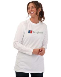 Berghaus - Boyfriend T-shirt Met Groot Klassiek Logo En Lange Mouwen Voor , Wit - Lyst