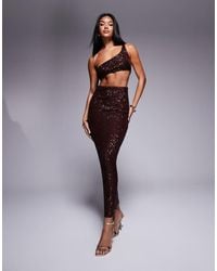 ASOS - Sequin One Shoulder Faux-Ord Midi Dress - Lyst