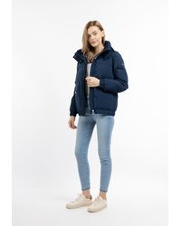 Dreimaster - Winterjas Met Vulling Donker Marine - Lyst