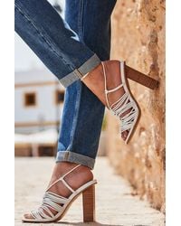Sosandar - Gladiator Square Toe Block Heel Sandals - Lyst