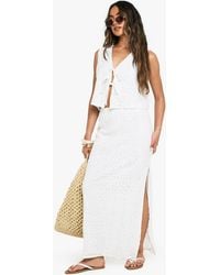 Boohoo - Crochet Side Split Maxi Skirt - Lyst