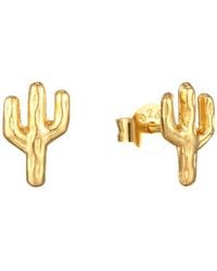 SEOL + GOLD - 18Ct Plated Tiny Cactus Stud Earrings - Lyst