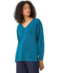 Roman - Soft V-Neck Side Split Knit Sweater - Lyst
