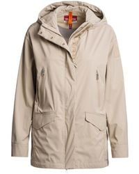 Parajumpers - Long Cream Hooded Jacket - Lyst