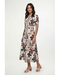 Wallis - Floral Print Button Midi Shirt Dress - Lyst
