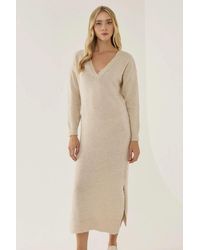 Hiccup - Relaxed Fit V-Neck Midi Knit Dress - Lyst
