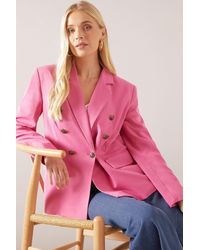 Wallis - Petite Military Button Double Breasted Blazer - Lyst