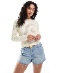 ONLY - Boatneck Textured Crop Top - Lyst