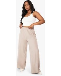 Boohoo - Plus Elasticated Waist Wide Leg Trouser - Lyst